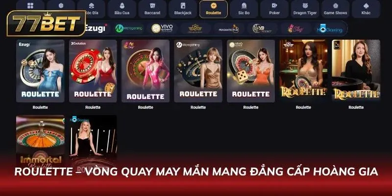 Bánh xe Roulette châu Âu tại 77BET với viên bi đang lăn trên 37 ô số