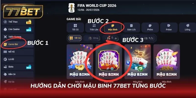 Cách Chơi Mậu Binh 77Bet – Hướng Dẫn Chơi & Mẹo Thắng 2026 Hướng dẫn tham gia chơi Mậu Binh tại nhà cái từng bước cực kỳ đơn giản cho tân thủ