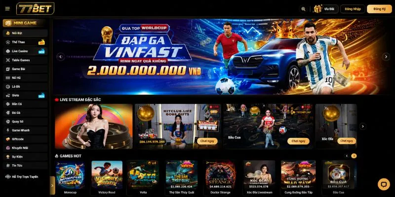 77bet 77BET cung cấp cá cược thể thao, casino trực tuyến và nhiều trò chơi giải trí trực tuyến